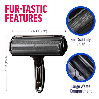 Chom Chom Roller Pet Hair Remover and Reusable Lint Roller - Black ChomChom Cat and Dog Hair Remover for Furniture, Couch, Carpet, Clothing and Bedding - Portable, Multi-Surface Fur Removal Tool - PAWPICO