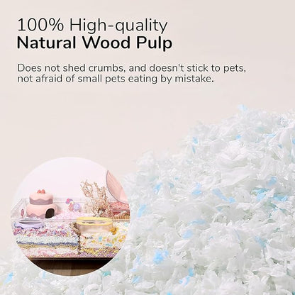 Dust-Free Soft Natural Paper Hamster Bedding with Odor Control, Strong Absorption, for Hamster, Guinea Pig, Rabbit, Chinchilla, Rat, Mice, Small Animal (White+Green), 36 Liters Tafit