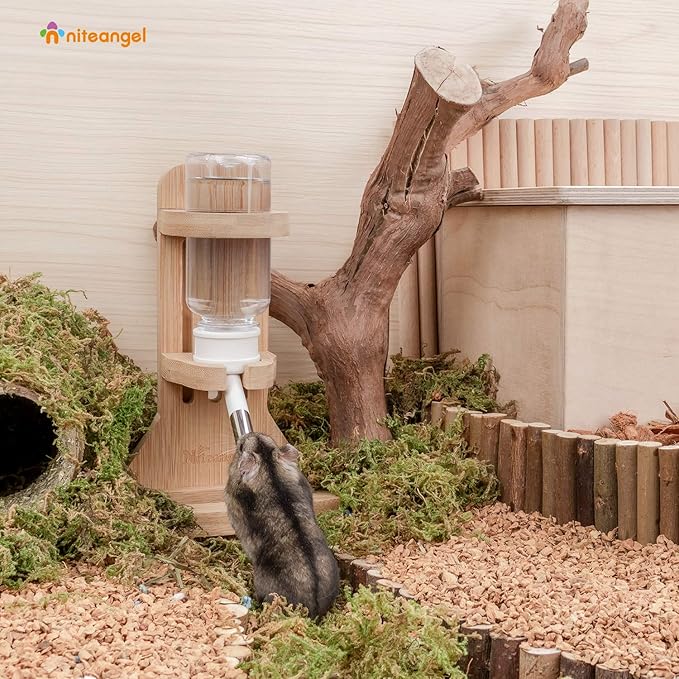 Niteangel Water Bottle with Stand for Syrian Dwarf Hamsters Gerbils Mice Rats Degus Small pet Rodents(White) Niteangel