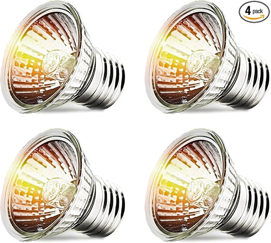 CALPALMY 4-Pack 75W UVA+UVB Bulbs | Heat and Light for Reptiles and Amphibian Tanks, Terrariums and Cages | Works with Various Lamp Fixtures CalPalmy