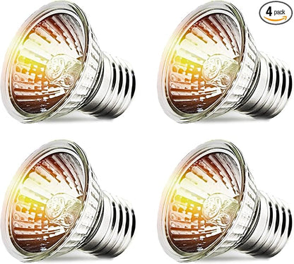 CALPALMY 4-Pack 50W UVA+UVB Bulbs | Heat and Light for Reptiles and Amphibian Tanks, Terrariums and Cages | Works with Various Lamp Fixtures CalPalmy