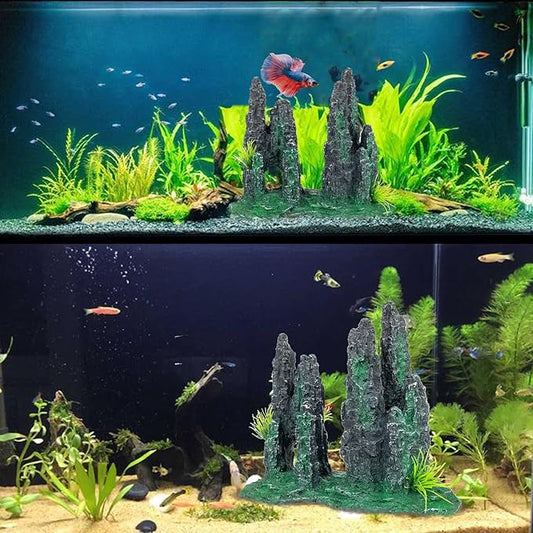 Aquarium Decoration for Fish Tank Rock Cave Aquarium Ornament Aquarium Mountain View Stone Ornaments Aquarium Decor Tree House Cave Fish Tank Decoration - Small VMCN
