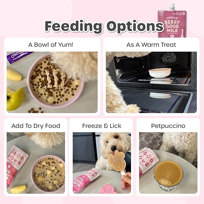 Berry Good Pet Milk. 10pk Vitamin-Infused Cat Milk, Dog, Kitten, Puppy Milk. Dog Bladder Support, Cat Kidney Support, Cat Urinary Supplement Cranberry, Omega 3, CoQ10, Glucosamine, Taurine CHOOLIP