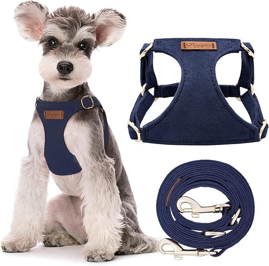 Puppytie No Pull Small Dog Harness with Multifunction Dog Leash,Lightweight Soft Adjustable No Choke Escape Proof Pet Harness Vest Pet Harness Vest,Navy,S Puppytie