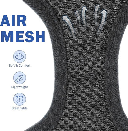 SCENEREAL No Pull Dog Harness Collar and Leash Set Small Medium Sized Dog, Soft Mesh Step in Puppy Harnesses, No Chock Plaid Adjustible Pet Vest for Outdoor Walking Training and Running, Black S - PAWPICO