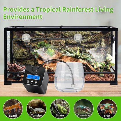 Reptile Mister System, Reptile Humidifier for Terrariums, auto Mister with 2 Spray Nozzles for Reptiles，Snakes,Frogs,Plants RUNWUSHENG
