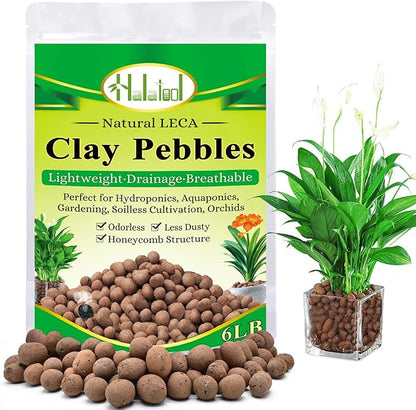 Halatool 6 LB Organic Leca Clay Pebbles for Plants 4mm-16mm Clay Balls 100% Natural Hydroton Leca Balls for Indoor Plants Hydroponic Growing Gardening Orchids Drainage Decoration Aquaponics HALATOOL
