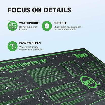 iPower 10" x 20" Waterproof Durable Seedling Heat Mat Warm Hydroponic Plant for Indoor Gardening Germination Starting, 2 Pack iPower