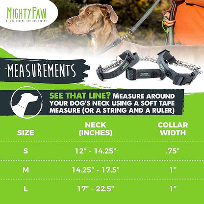Mighty Paw Martingale Dog Collar 2.0 | Trainer Approved Limited Slip Collar with Stainless Steel Chain & Heavy Duty Buckle - Modified Cinch Collar for Gentle & Effective Pet Training - Small, Grey MightyPaw