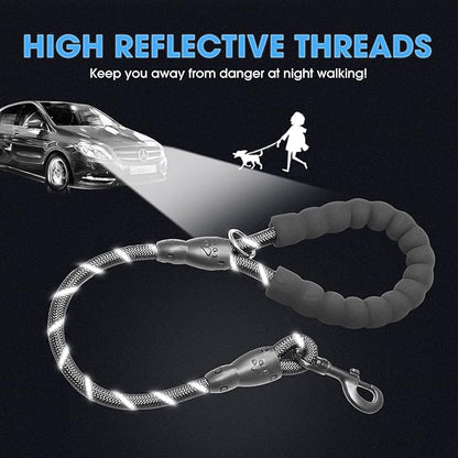 BAAPET 2/4/5/6 FT Dog Leash with Comfortable Padded Handle and Highly Reflective Threads for Small Medium and Large Dogs (2FT-1/2'', Black) BAAPET