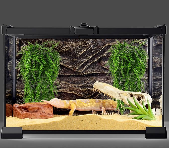 HERCOCCI 2 Pack Reptile Plants, Terrarium Hanging Plants Vines Artificial Leaves Habitat Decorations with Suction Cup for Bearded Dragon Hermit Crab Lizard Snake Geckos Chameleon HERCOCCI