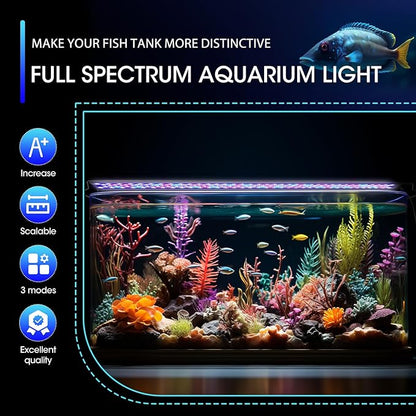 Zingbabu Fish Tank Lights, 40W RGBW Full Spectrum Aquarium Lights with Timer and Color Lights Modes, Adjustable Brightness Fish Lamp and Extendable Bracket for 48-55 Inch Aquarium ProfessionalPhotographyLight