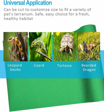 Bearded Dragon Tank Accessories, Reptile Terrarium Liner Substrate for Leopard Gecko, Snake, Lizard and Tortoise, Non-adhesive Reptile Carpet Bedding for Reptile Tank, Green Duedusto