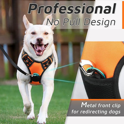 Eagloo Dog Harness Small Sized Dog, No Pull Service Vest with Reflective Strips and Control Handle, Adjustable and Comfortable for Easy Walking, No Choke Pet Harness with 2 Metal Rings, Orange, S GoExplorewithEagloo
