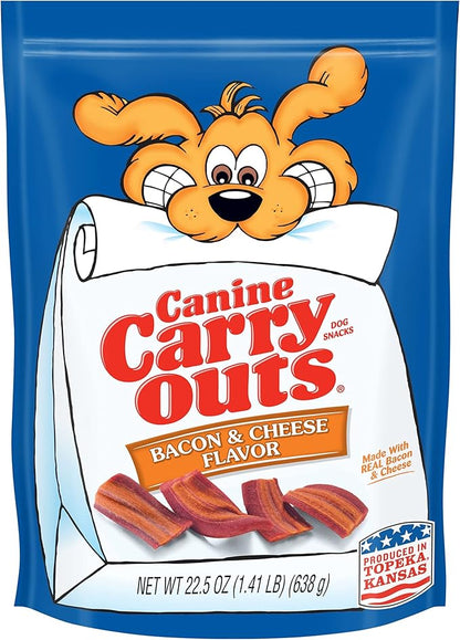 Canine Carry Outs Dog Treats, Bacon & Cheese Flavor, 22.5 Ounce (Pack of 6), Made with Real Bacon and Cheese - PAWPICO