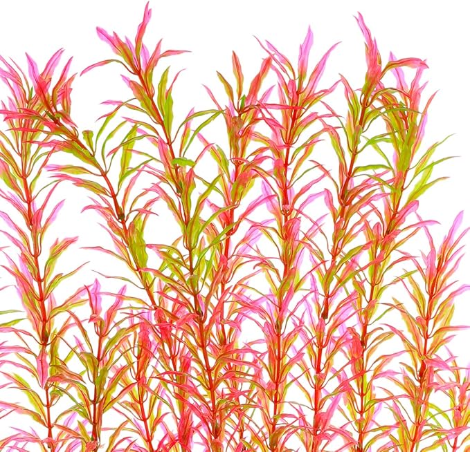 Aquarium Plastic Plants Large, Artificial Plastic Long Fish Tank Plants Decoration Ornaments Safe for All Fish 21 Inches Tall (J07 Pink) JIH