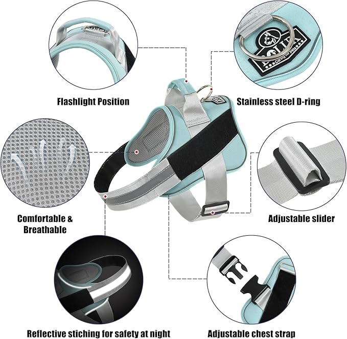 Bolux Dog Harness, No-Pull Reflective Dog Vest, Breathable Adjustable Pet Harness with Handle for Outdoor Walking - No More Pulling, Tugging or Choking Bolux