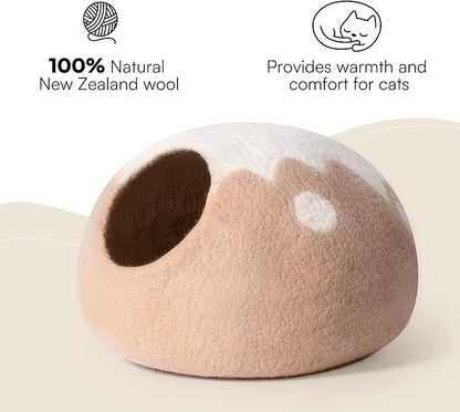 Cat Cave Bed -Handmade Wool Cat Bed Cave, Cat Bed Cat House, Felt Cat Caves for Indoor Cats and Kittens - PAWPICO
