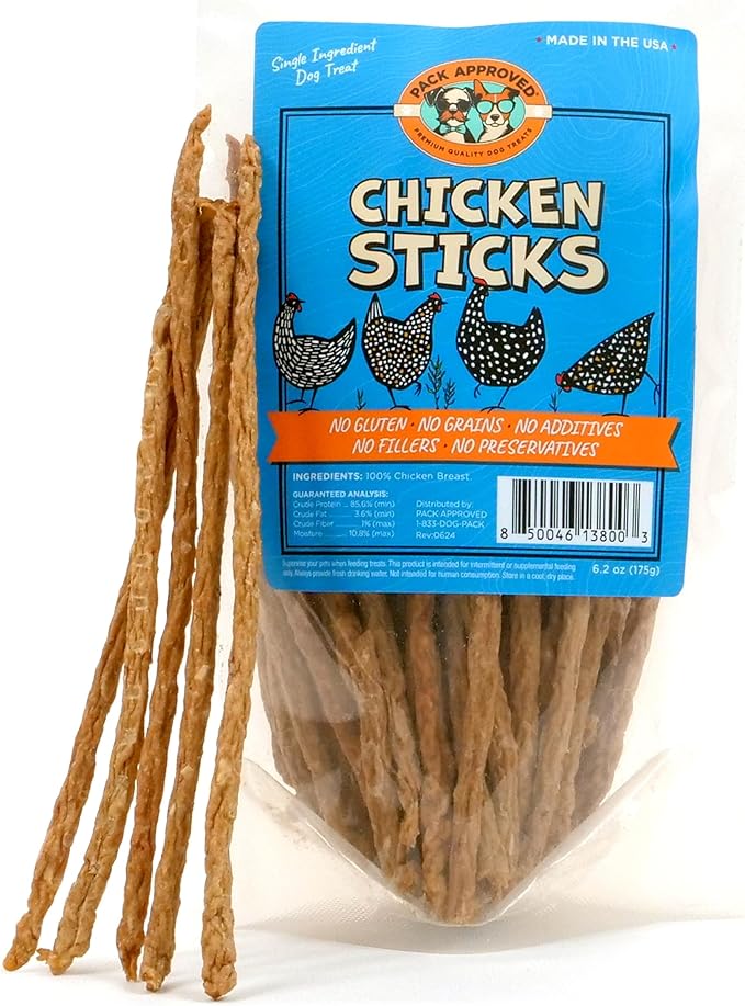 Chicken Sticks for Dogs - Dehydrated Chicken Dog Treats & Single Ingredient Dog Treat - High Protein, Low Fat Dog Treats - Chicken Treats for Dogs - Crunchy Dog Chew Sticks - 6.2oz - PAWPICO