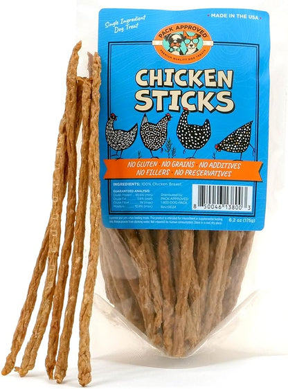 Chicken Sticks for Dogs - Dehydrated Chicken Dog Treats & Single Ingredient Dog Treat - High Protein, Low Fat Dog Treats - Chicken Treats for Dogs - Crunchy Dog Chew Sticks - 6.2oz - PAWPICO