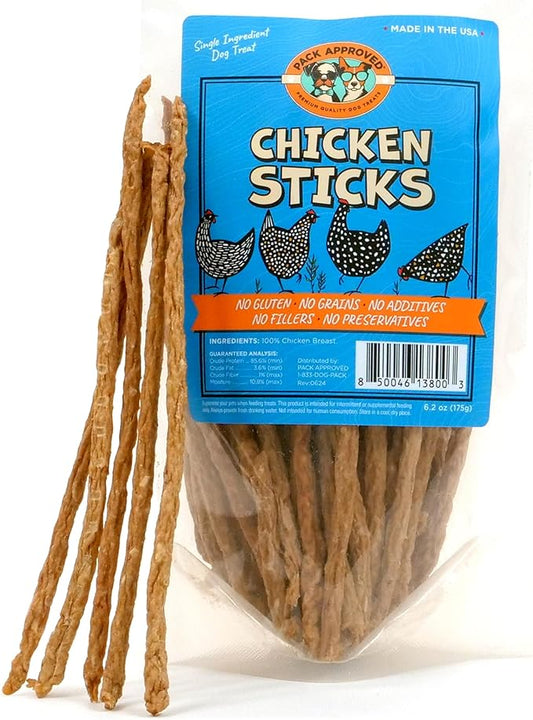 Chicken Sticks for Dogs - Dehydrated Chicken Dog Treats & Single Ingredient Dog Treat - High Protein, Low Fat Dog Treats - Chicken Treats for Dogs - Crunchy Dog Chew Sticks - 6.2oz - PAWPICO