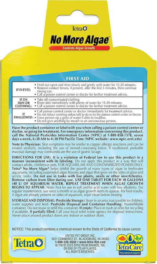 Tetra No More Algae Tablets, 8 tablets, Controls Algae in Aquariums Tetra