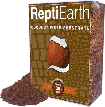 ReptiEarth Reptile Bedding, Fluffy Coconut Fiber Substrate 36 Quart Organic Coco Ready to Use for Bioactive Snake Terrarium, Lizard Tanks with Plants, for Frog, Tarantula or Hermit Crab Habitat ReptiChipPremiumSubstrate