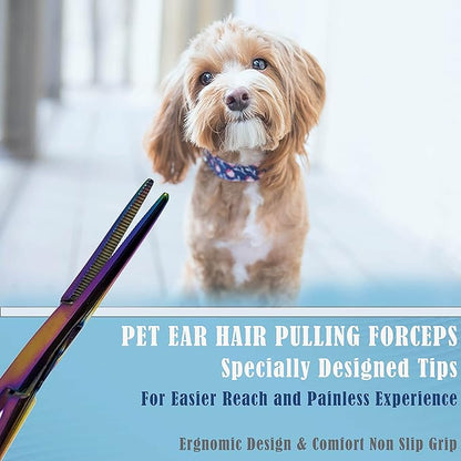 Dog Pet Ear/Nose Hair Puller Grooming Hemostat Locking Forceps Pliers, 5.5" (14cm), Straight (Multi Color) A2Z+SCILAB