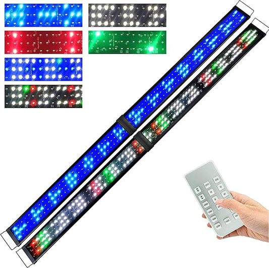 KZKR Upgraded Aquarium Light Multi-Color Remote Control 72-84 inch LED Hood Lamp for Freshwater Marine Plant Fish Tank Light Decorations KZKR