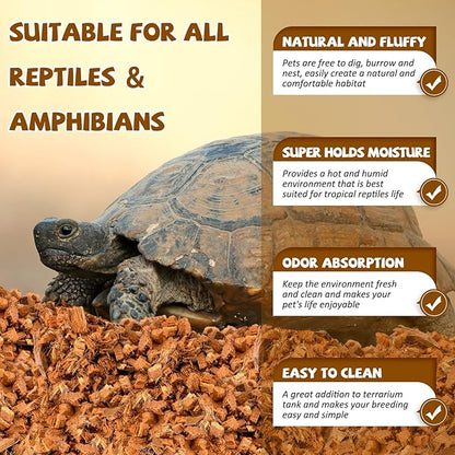 Legigo 2 Pack Coconut Chip Substrate for Reptiles, Natural Coco Husk Chip Reptiles Bedding, Compressed Coconut Chip Substrate for Snake, Tortoise, Ball Python, Gecko, Lizard Terrarium Tanks Legigo