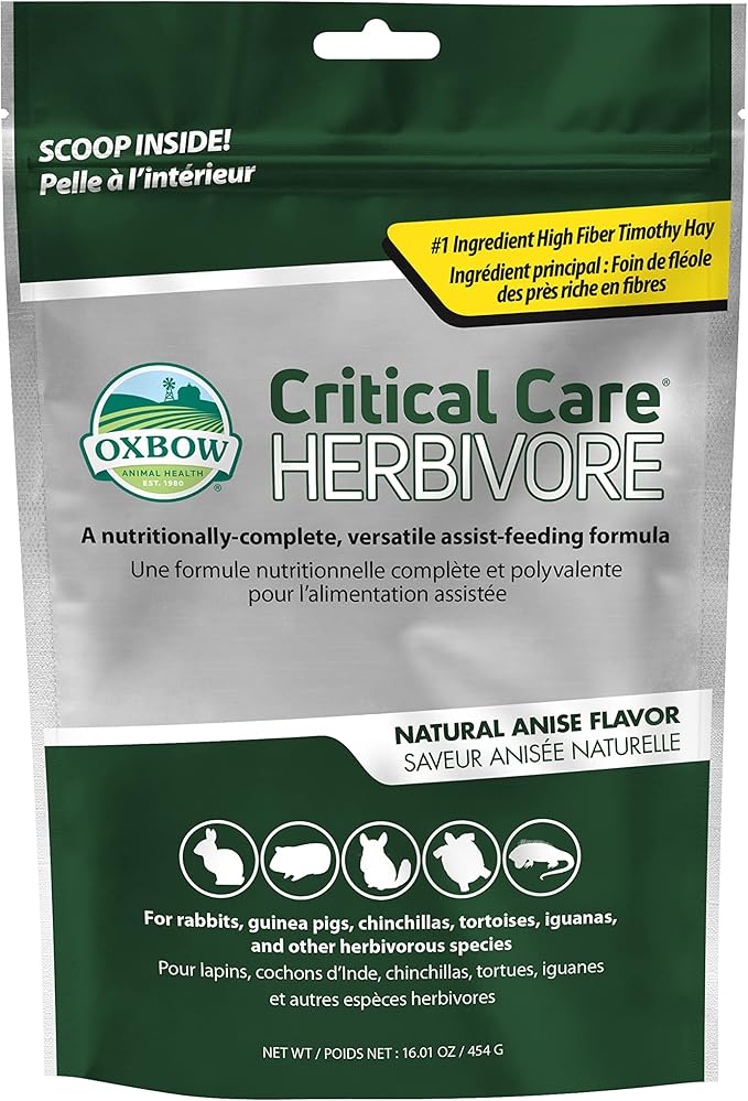 Oxbow Critical Care Herbivore - Nutritionally Complete Feeding Assist Formula for Small Animals & Pets - Critical Care Herbivore Anise (454g) OxbowAnimalHealth