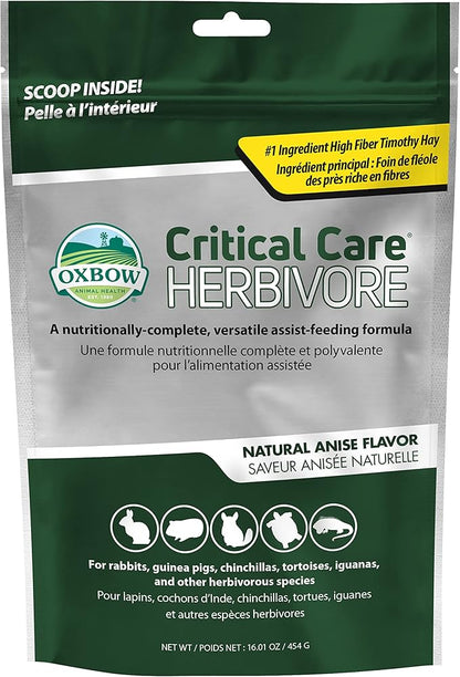 Oxbow Critical Care Herbivore - Nutritionally Complete Feeding Assist Formula for Small Animals & Pets - Critical Care Herbivore Anise (454g) OxbowAnimalHealth