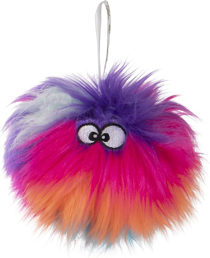 goDog Just for Me Furballz Squeaky Plush Ball Dog Toy, Chew Guard Technology - Cool Rainbow, Mini - PAWPICO