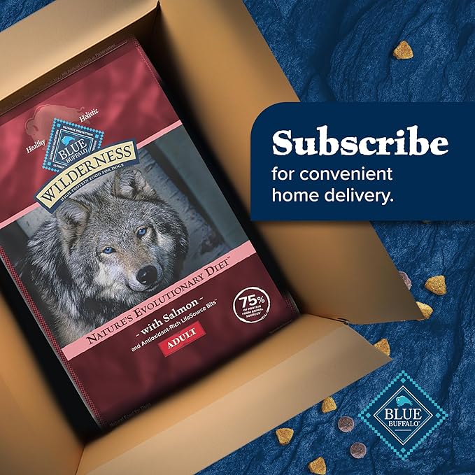 Blue Buffalo Wilderness Adult High-Protein Dry Dog Food Natural Salmon WITH WHOLESOME GRAINS - PAWPICO