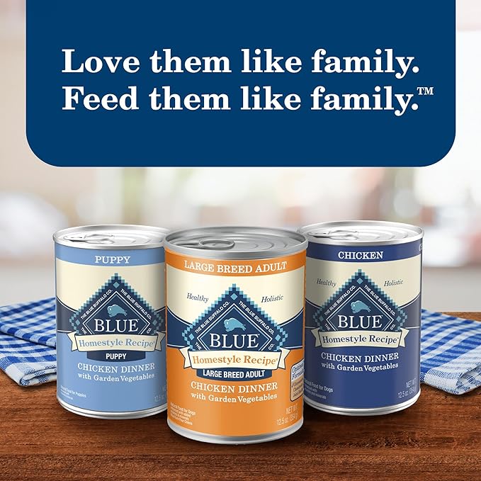 Blue Buffalo Homestyle Recipe Adult Wet Dog Food, Made with Natural Ingredients, Chicken Dinner With Garden Vegetables, 12.5-oz. Can (Pack of 12) - PAWPICO