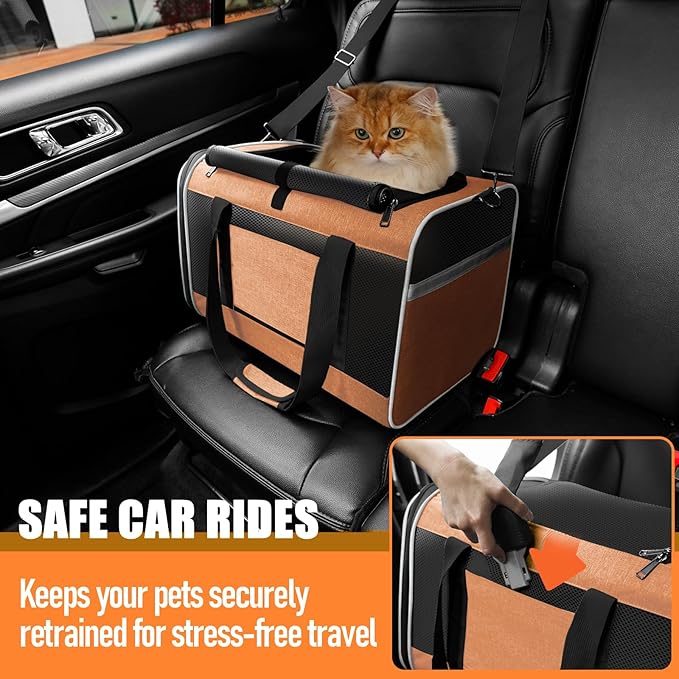 Large Cat Carry Bag, Soft Shell Shih-Tzu Pet Transport Crate, 18x12x12 Top Opening Maltese-Dog Traveling Mesh Kennel 10 Pound, Big Bunny Rabbit Carrying Case Animal Carrier Kitty Product Orange - PAWPICO