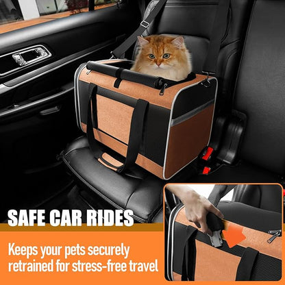 Large Cat Carry Bag, Soft Shell Shih-Tzu Pet Transport Crate, 18x12x12 Top Opening Maltese-Dog Traveling Mesh Kennel 10 Pound, Big Bunny Rabbit Carrying Case Animal Carrier Kitty Product Orange - PAWPICO