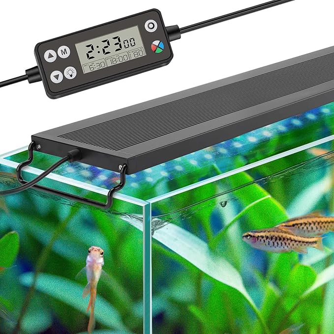 hygger Auto On Off LED Aquarium Light, Full Spectrum Fish Tank Light with LCD Monitor, 24/7 Lighting Cycle, 7 Colors, Adjustable Timer, IP68 Waterproof, 3 Modes for 36"-42" Freshwater Planted Tank hygger