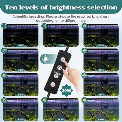 hygger 20W Full Spectrum Aquarium LED Light with 10 Levels Brightness, White Blue Red Green LEDs,6H8H12H Timer,RGB Light for 24~32IN Freshwater Fish Tank, Aquatic Plants Tropical Ornamental Fish hygger