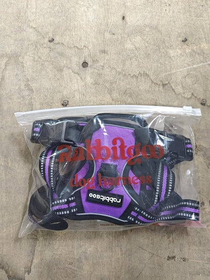 rabbitgoo Dog Harness No Pull with 2 Leash Clips, Adjustable Soft Padded, Reflective Oxford No Choke Pet Vest with Easy Control Handle for Large Dogs, Purple, L rabbitgoo