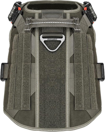 ICEFANG Tactical Dog Harness,X-Large Size, 2X Metal Buckle,Working Dog MOLLE Vest with Handle,No Pulling Front Leash Clip,Hook and Loop Panel - PAWPICO