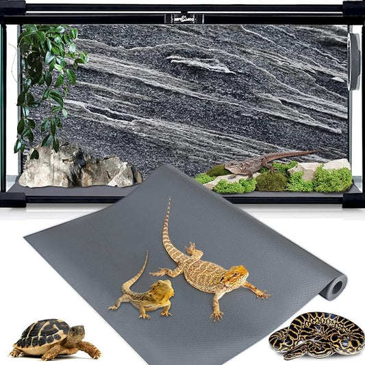 Reptile Substrate Carpet Terrarium Mat, 96" X 24" Bearded Dragon Tank Accessories, Reptile Bedding Substrate Liner, Reptile Tank Accessories for Bearded Dragon,Leopard Gecko,Lizard,Tortoise, Gray Hoplaep
