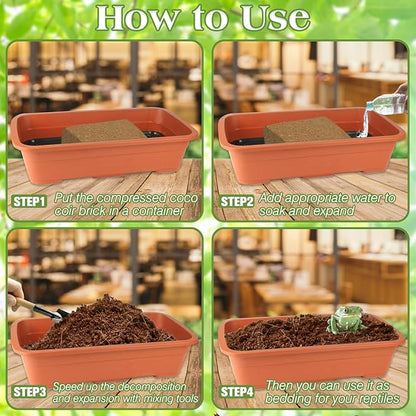ZeeDix 10LB Compressed Coconut Fiber Substrate, 100% Organic Coco Coir Fiber Brick Husk Substrate Bedding for Reptiles, Geckos, Lizards, Tortoises, Ball Python, Frogs ZeeDix