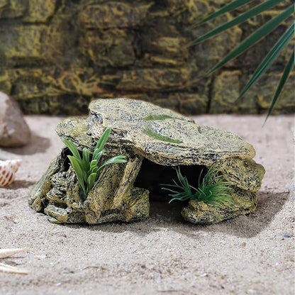 Leopard Gecko Hide Small Reptile Hides Resin Mini Reptile Basking Rock Humid Hide Turtle Cave Lizard Hide Reptile & Amphibian Habitat DÉCor IBWell
