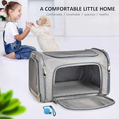 Henkelion Cat, Dog Carrier for Small Medium Cats Puppies up to 15 Lbs, TSA Airline Approved Carrier Soft Sided, Collapsible Travel Puppy Carrier - Grey - PAWPICO