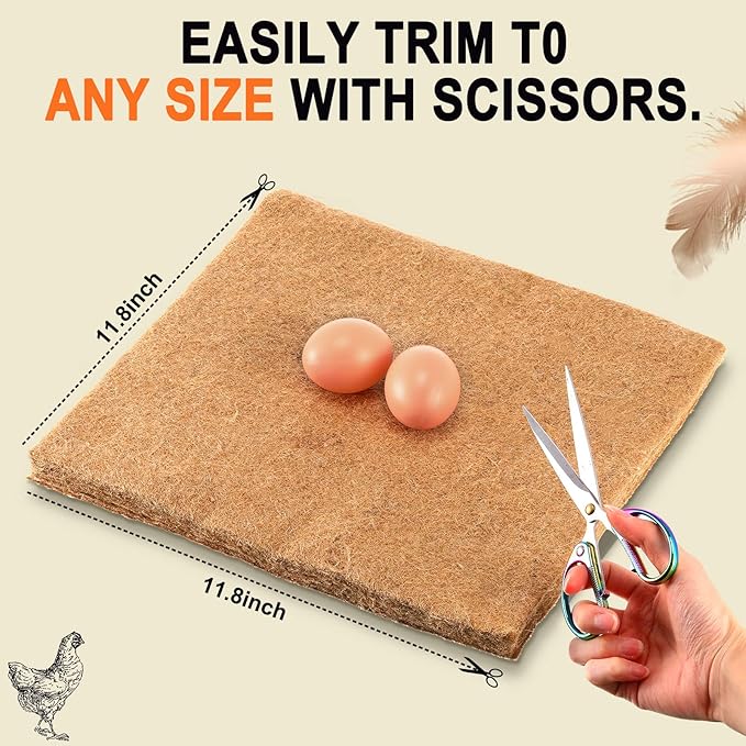 Aoriher 24 Pack Natural Hemp Chicken Nesting Pads Reusable Hens Nest Bedding Mats Chicken Nesting Box Liners for Hen Laying Eggs, Chicken Coop Pet Garden Lawn Indoor Outdoor, 11.8 x 11.8 Inches Aoriher