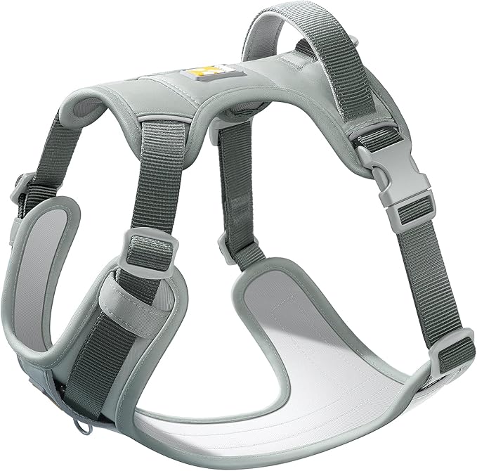 Core Dog Harness with Handle and Pocket, Sliver ion Inner Fabric, Wear-Resistant Shell Fabric, Reflective and Soft Padded (Mist Grey, Size XX-Large) WOOFO