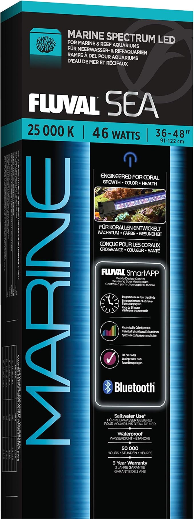 Fluval Sea Marine 3.0 LED Aquarium Lighting for Coral Growth, 46 Watts, 36-46 Inches Fluval