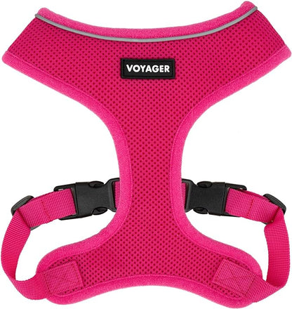 Voyager Aerolite No Pull Mesh Dog Harness with Lightweight, Soft, Breathable, Reflective Stitching, and Adjustable Straps for Walking, Running, Training, Heavy Duty and Durable - Fuchsia, M BestPetSuppliesLLC