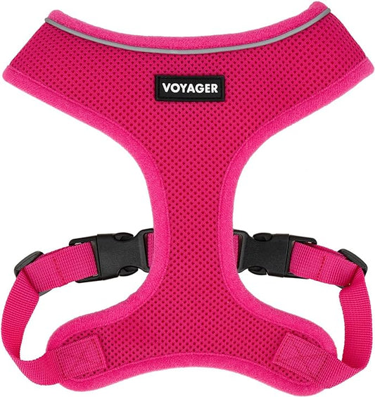 Voyager Aerolite No Pull Mesh Dog Harness with Lightweight, Soft, Breathable, Reflective Stitching, and Adjustable Straps for Walking, Running, Training, Heavy Duty and Durable - Fuchsia, M BestPetSuppliesLLC